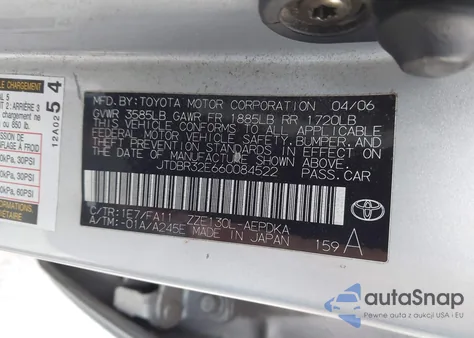 2006 Toyota Corolla Ce from USA, damaged, VIN JTDBR32E660084522